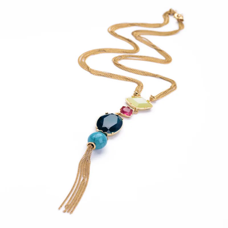 

XQ 2014Fruit color tassel long paragraph sweater chain Long version of the necklace