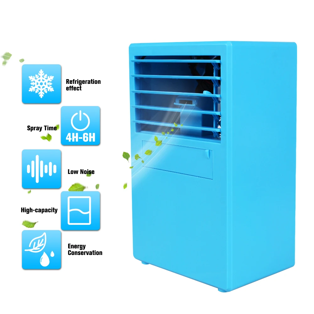 

Personal Mini Air Conditioner Fan Air Cooler Circulator Humidifier Refrigerating Machine Quiet Small Desktop Fan +Power Adapter