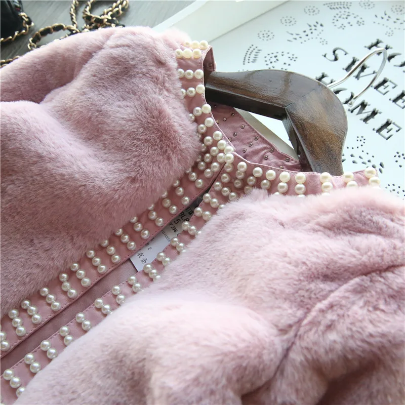 Розовый белый искусственный мех плащ для обувь девочек От 2 до 7 лет бисер весна осень зима болеро куртка принцессы бутик шаль короткие пальт