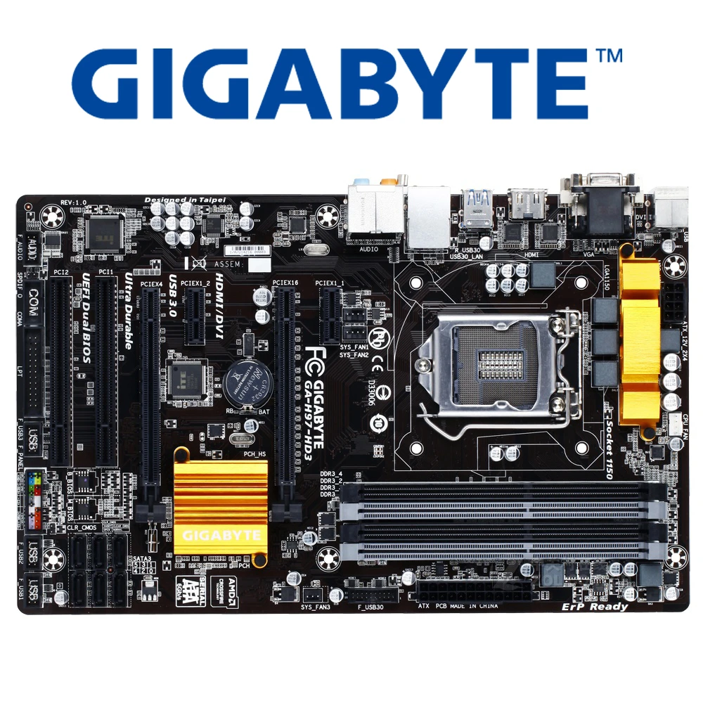 LGA 1150 For Intel H97 Gigabyte GA-H97-HD3 Motherboard DDR3 USB3.0 32GB H97  HD3 Desktop Mainboard Systemboard H97-D3H SATA3 Used