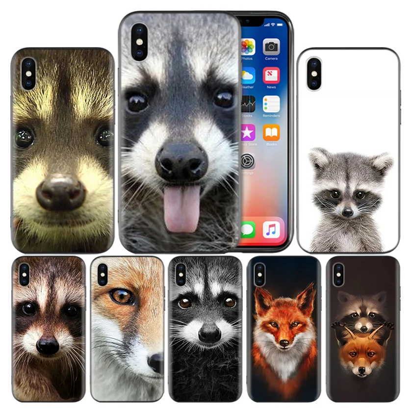 

Animal Raccoon Fox Fundas Silicone Back Case For Apple iPhone 7 8 6 6S Plus X XS MAX XR 5 5S SE 10 Ten Cover