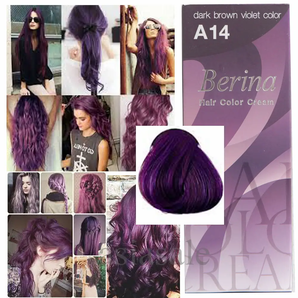 Berina Hair A14 Dye Color Dark Brown Violet Fashion Professional