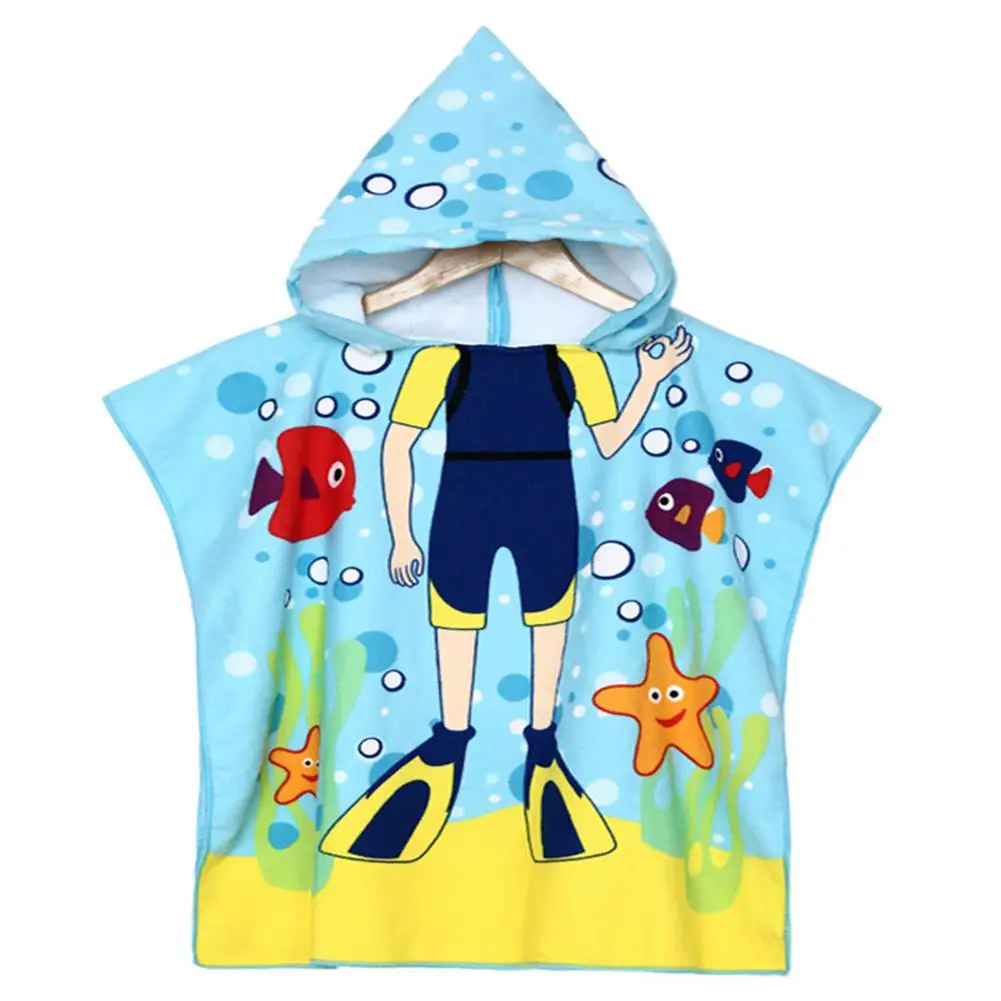 Kidlove хлопковое пляжное банное полотенце с капюшоном и рисунком для малышей, мягкое милое пончо для бассейна, накидка для детей, банный Халат