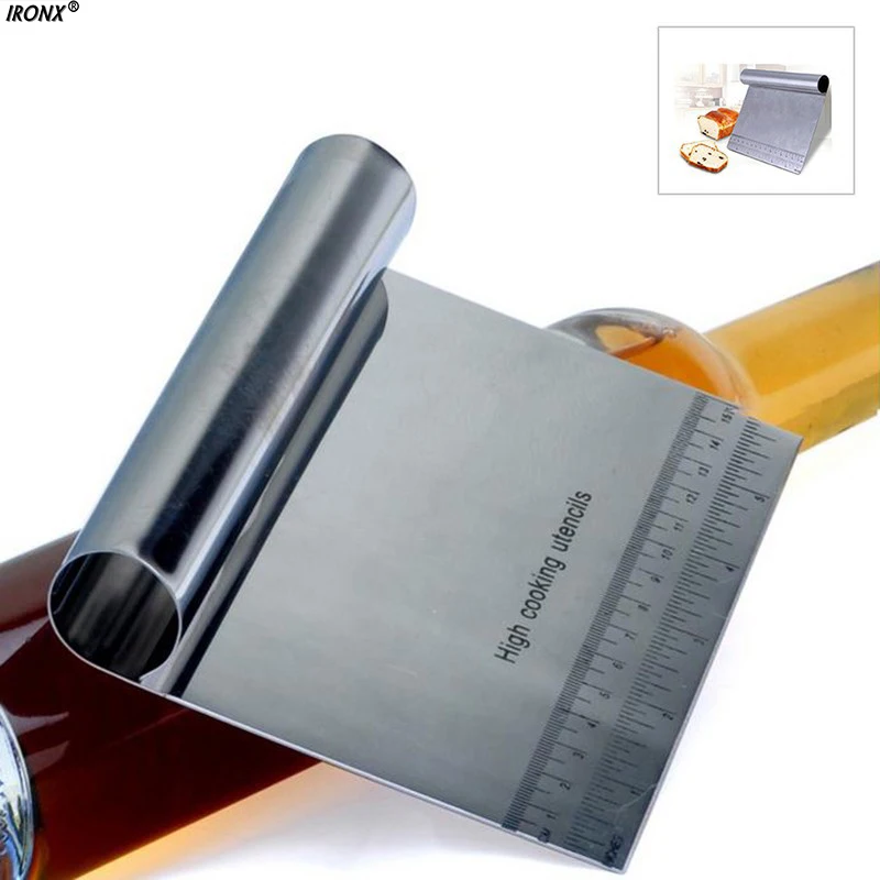 

Kitchen Tools Stainless Steel Bench Scraper, Pizza Dough Cutter Measuring Guide 6 x 4 inchs/15*11.5cm Dropshipping