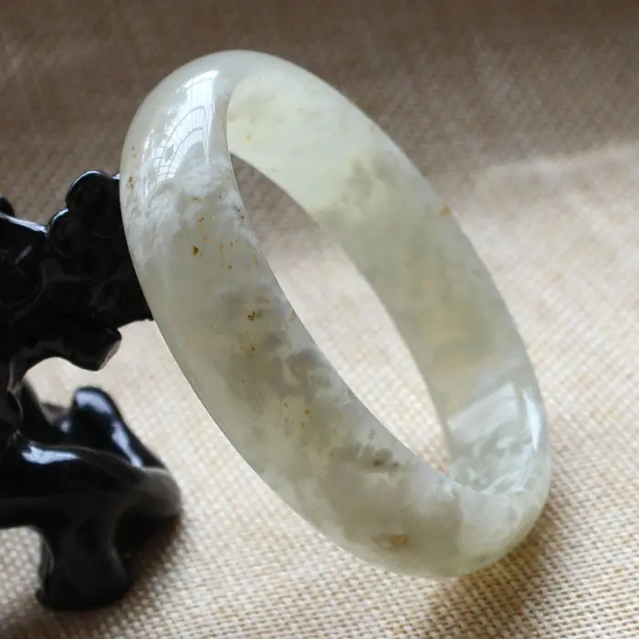 

60mm Chinese Genuine Natural Green Nephrite Jade Gems Bangle Bracelet A-3856