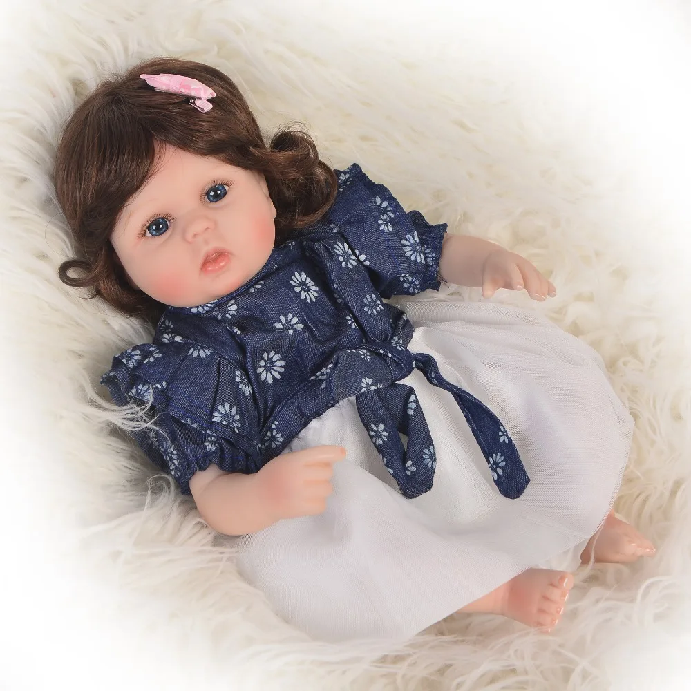 

Curly hair girl reborn baby dolls toys 18"43cm soft silicone reborn baby dolls wiith plush doll gift accessories bebe doll