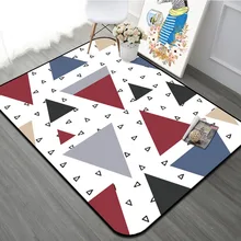 Современный стиль, ковер для гостиной, домашний декоративный красочный коврик с геометрическим орнаментом, противоскользящий, утолщенный прямоугольник, кровать для спальни, боковой коврик