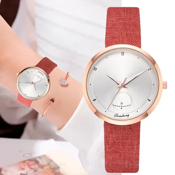 

Fashion women watches Simple Fake Small Dial Monochrome Watch Leather With Strap Ladies Watch Dress gift Casual Women's Watches