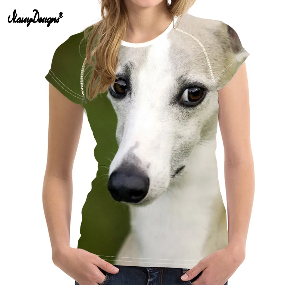 NoisyDesigns Funny Design Woman Summer T Shirt Cute Whippet Dog