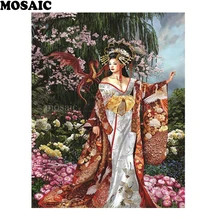 5D DIY алмазная живопись полная квадратная дрель Япония/Гейша/кимоно/Сакура/женщина Алмазная вышивка крестиком картины мозаичный Декор