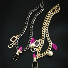 Bold цепочкой красного и голубого цвета цепочка с подвеской в форме тюбика помады № 5 жемчужное колье с кисточками колье