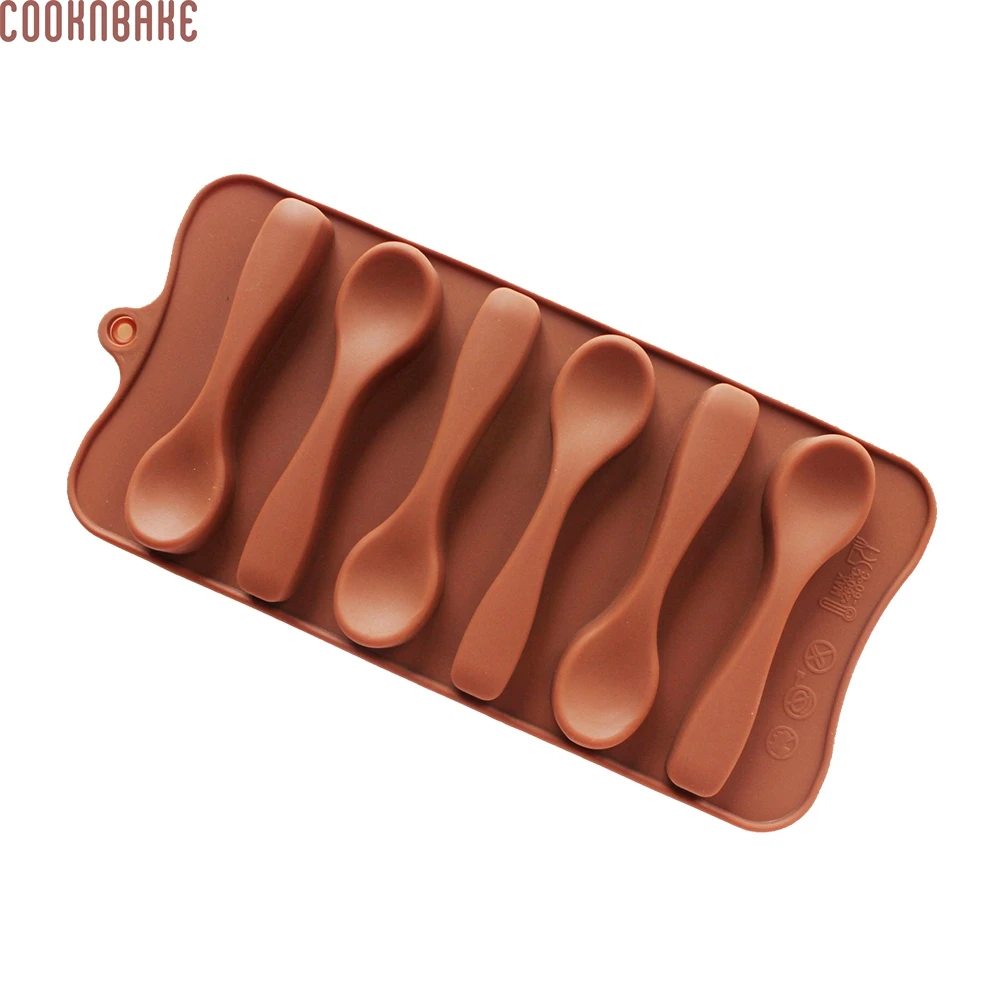 COOKNBAKE DIY 6 Lattices Spoon Shape Silicone Chocolate Mold Food Grade Ice Trays Bakery Cake CDSM-175 | Дом и сад