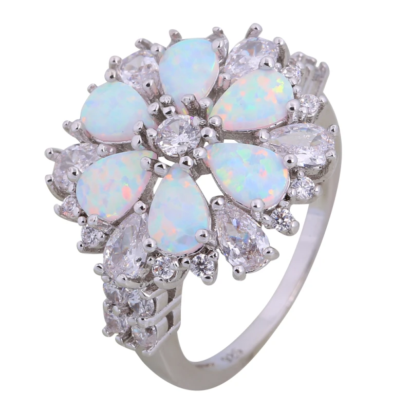 

Fashion Wedding rings White Cubic Zirconia rings for womens White Fire Opal 925 Sterling Silver size 5.5 6 7 8 9 10 R248