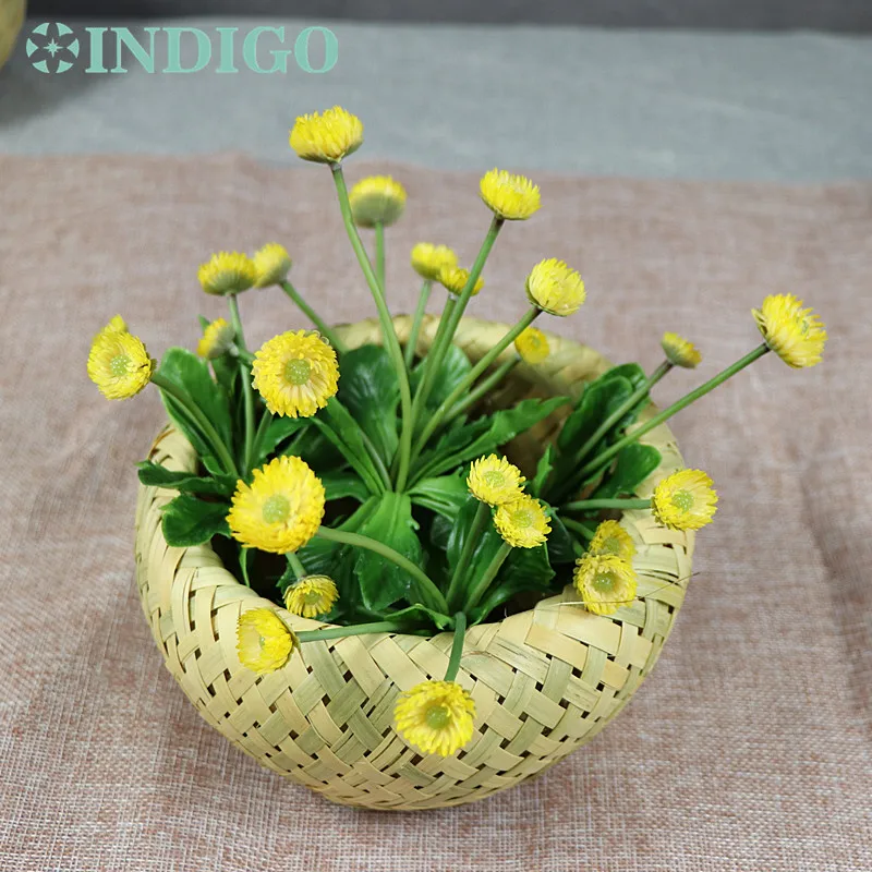 

INDIGO (5pcs Dandelion+1 basket/set ) Bonsai Yellow Artificial Succulent Plant Plastic Flower Table DecorationFree Shipping