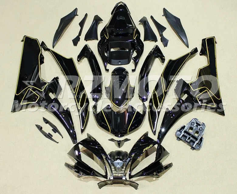

3Gifts New Fairings Kit Fit For Yamaha YZF 600 R6 06 07 YZF-R6 2006 2007 ABS Plastic Motorcycle Fairing custom black golden