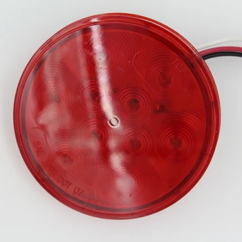 

US Canada 4 Inch 12V Round Sealed Red 10 LED Truck Tail Stop Light Back Up Kit Automobile Signal Brake Lamp with Plug Grommet