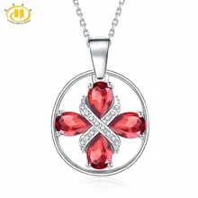 Hutang Natural Garnet and Similar Diamond Solid 925 Sterling Silver Cross Pendant Necklace Gemstone Fine Jewelry Women’s Gift