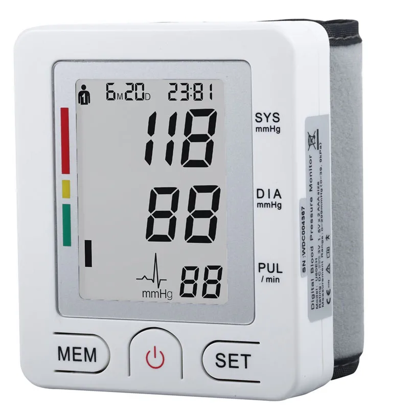 

Health Care Fully Automatic Wrist Style Digital Blood Pressure Monitor Tonometer glucose Meter device for Measuring Pulse Rate