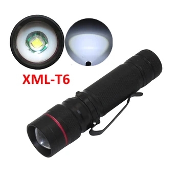 

Zoomable Mini LED Flashlight Waterproof Pocket Penlight Torch Tactical Lanterna Lamp T6 LED Torch 18650 Handy Clip Flashlight