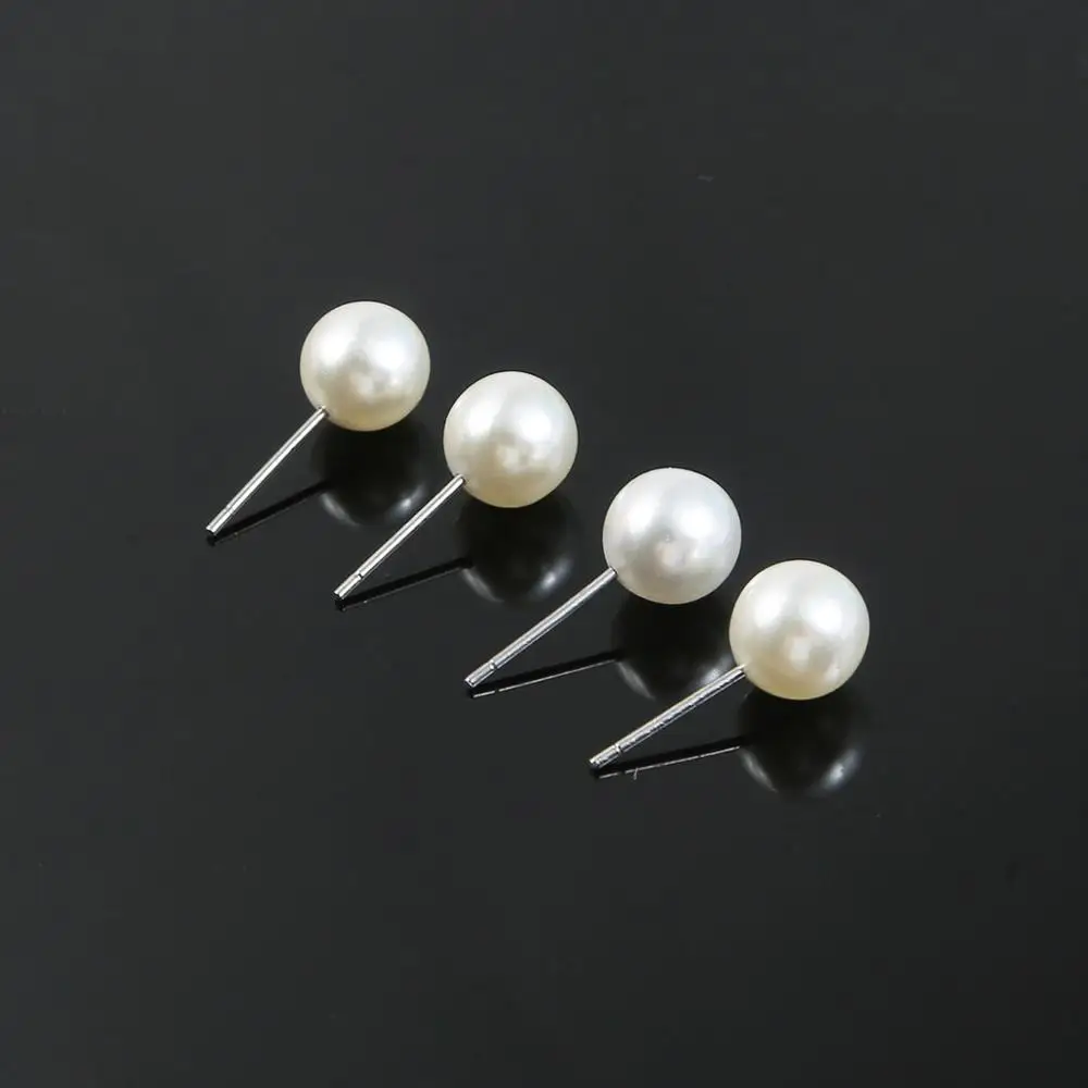 Small Exquisite Simple White Pearl Stud Earrings for Summer Fashion Women Hypoallergenic Ear Jewelry Girlfriend Wedding Gift