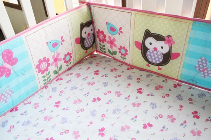 5pcs Embroidery Baby Bedding Set Cotton Baby bed cover Baby Crib Set For Both Girl Boy Baby Cot Bed,include (4bumper+bed cover) 5pcs embroidery cotton crib bed linen kit cartoon baby cot bedding set bed sheet include 4bumper bed cover