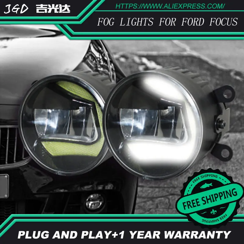 For Ford Focus 2004 2014 LR2 Car Styling Front Bumper LED Fog Lights High Brightness Fog
