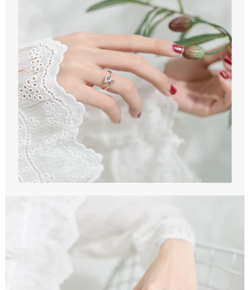2019 100% 925 Sterling Silver Fashion Jewelry Double Hollow Leaf Round Cubic Zirconia Ring Sizable Girls Kids Xmas Gift Bijoux (8)