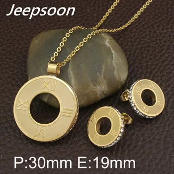 

Round New Fashion Stainless Steel Jewelry Gold Color pendant and earring sets For Women Wholesale SBJFLRCE