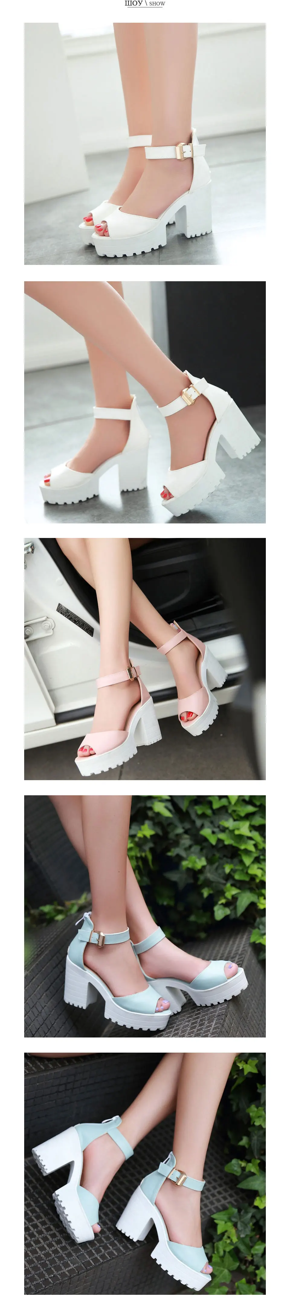 Fanyuan/ г. Женские босоножки ярких цветов с открытым носком и ремешком на щиколотке пикантные женские вечерние босоножки на очень высоком каблуке и платформе для свиданий размер 34-43