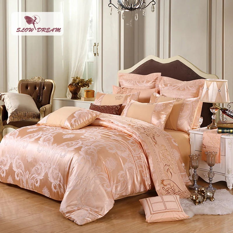 

SlowDream Luxury Bedding Set Silk Duvet Cover Bed Linen Euro Cotton Home Decor Bedspread Bed Sheet Pillowcases Adult Bedding Set