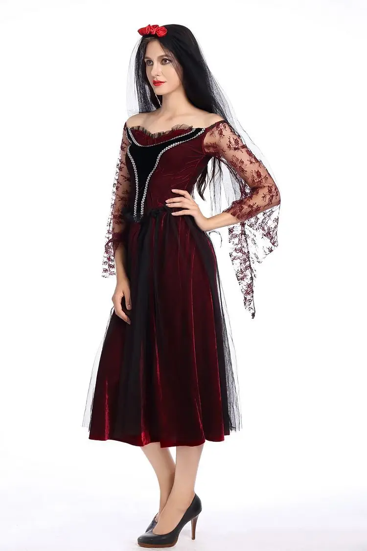 Сексуальный костюм для невесты с привидением для женщин на Хеллоуин, для косплейный фантазийный костюм с привидением, anastasia veilfancy, свадебное длинное платье