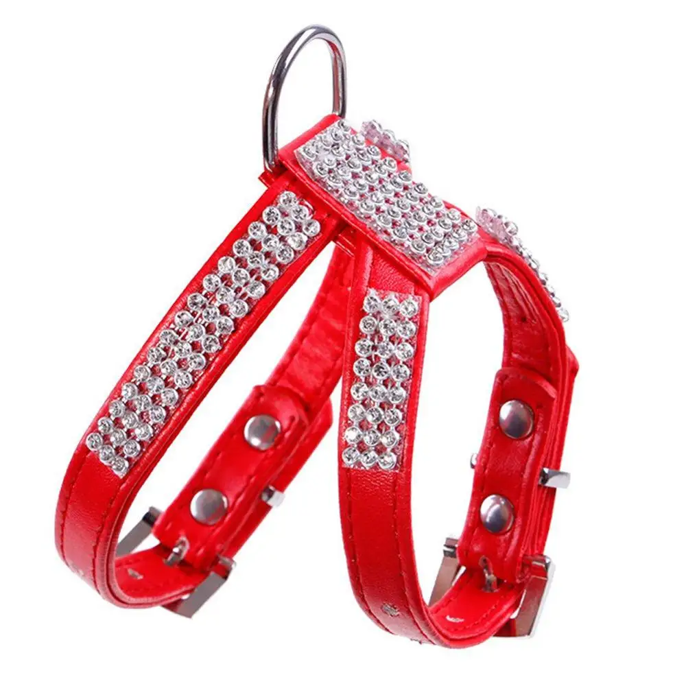 

Bling Rhinestone PU Leather Pet Puppy Small Dog Collar Harness Leash Chihuahua Teacup Care for Girls & Boys
