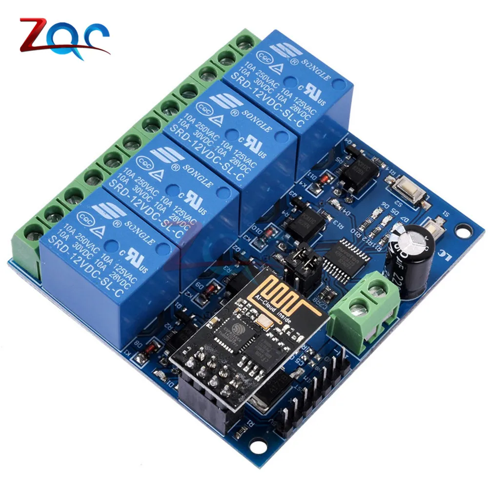 Реле канала DC 12 В ESP8266 ESP 01 4 WiFi реле Канальный Релейный модуль для контроллера