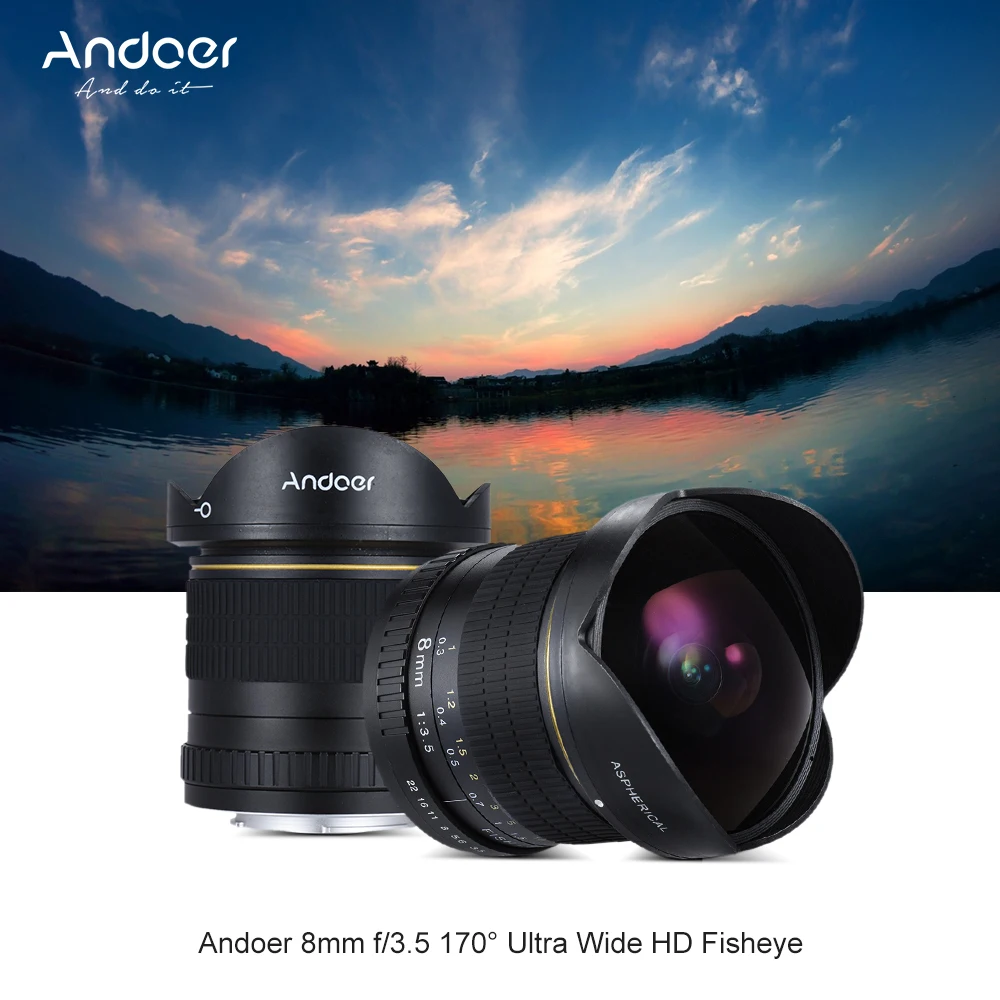 Andoer «рыбий глаз» 8 мм F 3,5 объектив для Nikon D800E D810A D600 D700 D5 D4 D4S D3X D750 Камера 170 градусов ультра широкий рыбий глаз HD Круглый Объектив