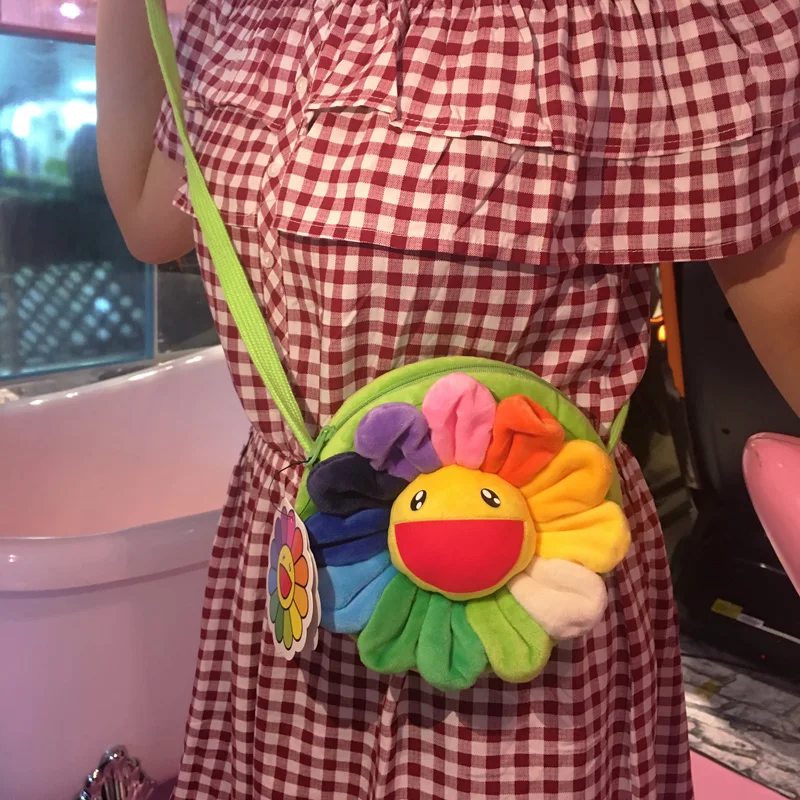 

Rainbow Sunflower 16CMX16CM Plush Shoulder Bag Coin Purse Plush Bag Girl Christmas Gift