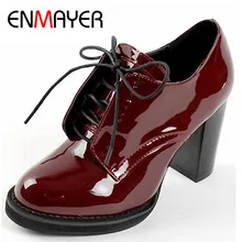 ENMAYER Fashion damen Stiefeletten Lace-Up Plattform Frauen Stiefel für Frauen Hochzeit Schuhe High Heels Motorradstiefel schuhe Frau