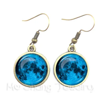 

New Earth Moon Galaxy Universe 16mm Glass Cabochon Fashion Earrings Best Gift For Her