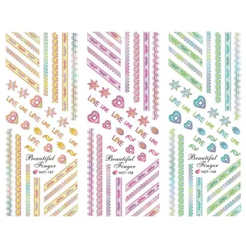 

3 PACKS / LOT MOSAIC FLOWER LACE SWEET HEART CROSS NAIL TATTOOS STICKER WATER TRANSFER DECAL NAIL ART HOT157-159