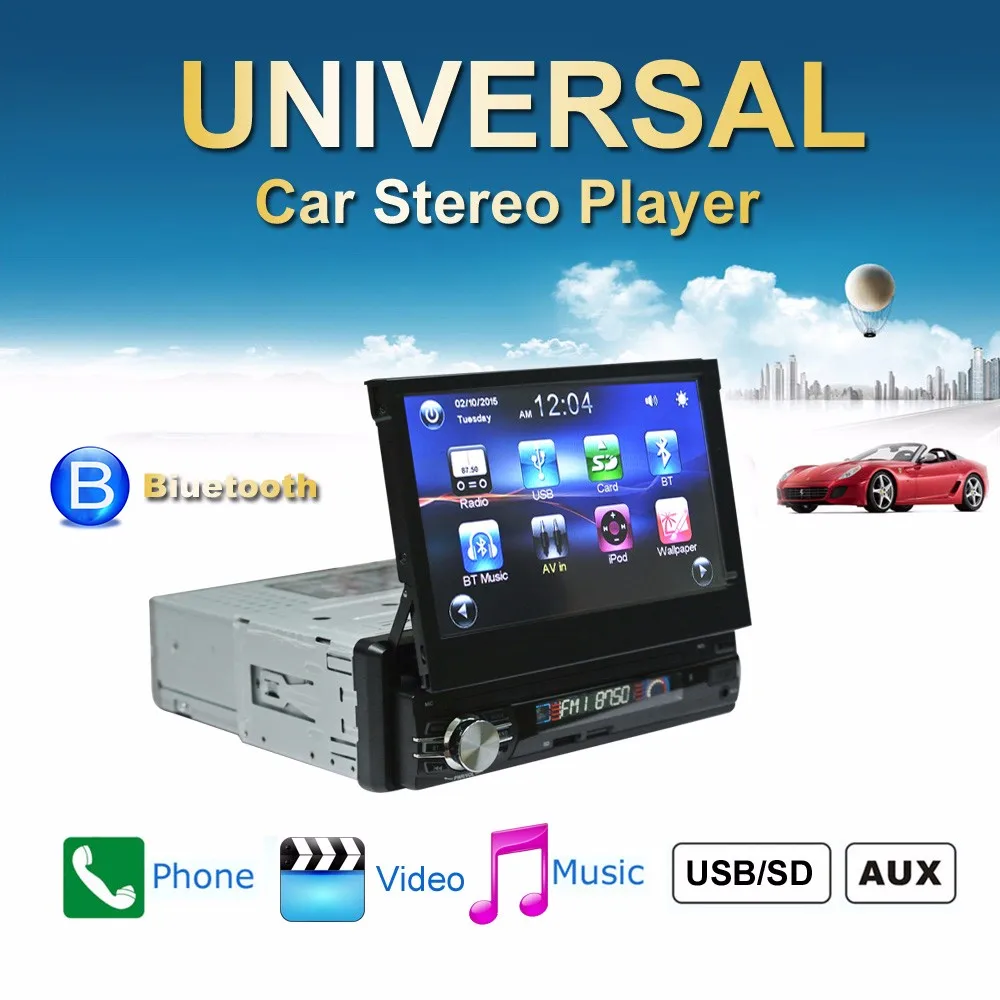 

7 inch GPS Car MP5 Player Retractable Touch Screen Bluetooth Auto Radio Players Stereo Audio FM Music USB Steering Wheel Control