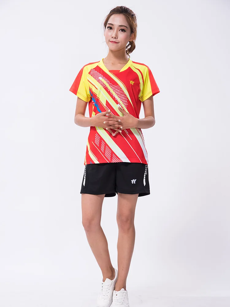 Одежда для бадминтона Джерси Мужская/женская рубашка, Женская теннисная футболка, настольные теннисные майки, полиэстер быстросохнущая теннисная футболка 7649C
