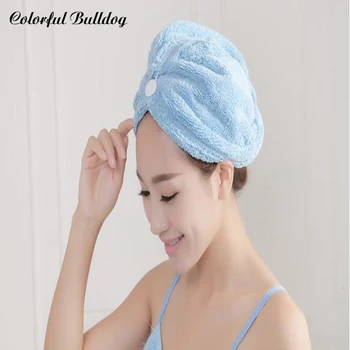 

Fashion Microfiber Bathroom Hat Colorful Shower Cap Wrap Towel Solid Free Change Quick-drying Hair Hat Bathroom Dorm Accessories