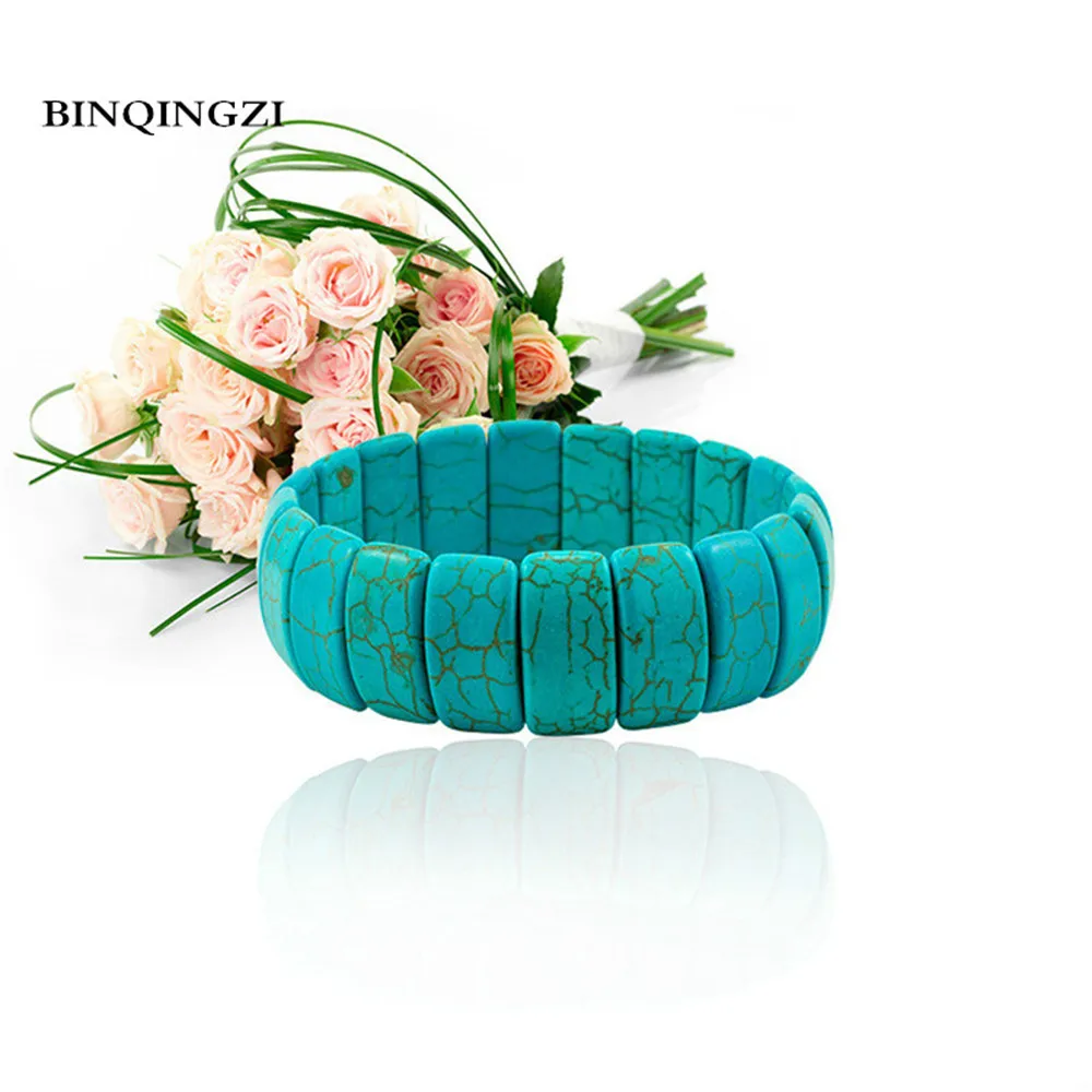 

Stretch Howlite Blue Beads Stone Bracelet 21.5mm wide men snap jewelry for friendship bracelets 2018