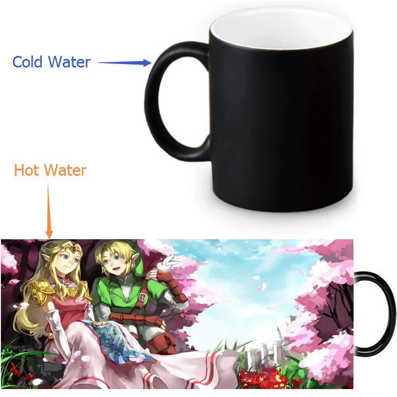 12oz Legend of Zelda Heat Changing Color Ceramic Tea Cup Heat Sensitive