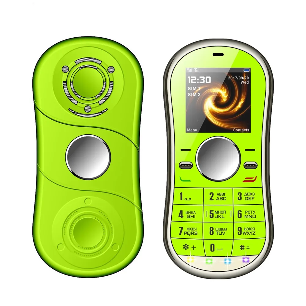 Green Standard SERVO S08 Спиннер-Спиннер Мобильный телефон 1,3 дюймов двойной SIMGPRS Bluetooth FM радио Ручной Спиннер сотовый телефон с русской клавиатурой - Цвет: Green Standard