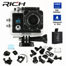 DHL, 5 шт./партия, экшн-камера, пульт дистанционного управления Ultra HD 4 K WiFi 1080 P/60fps 2,0 lcd, Спортивная DV камера Go, водонепроницаемая для наружного использования Q3H, EU Plug
