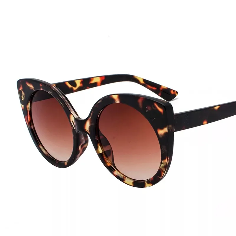 Дизайнерские солнцезащитные очки для женщин, кошачий глаз, оттенки, высокое качество, черная женская большая оправа, круглая, для продажи, золотой чехол, защита от ультрафиолета - Цвет линз: C3 Tortoise