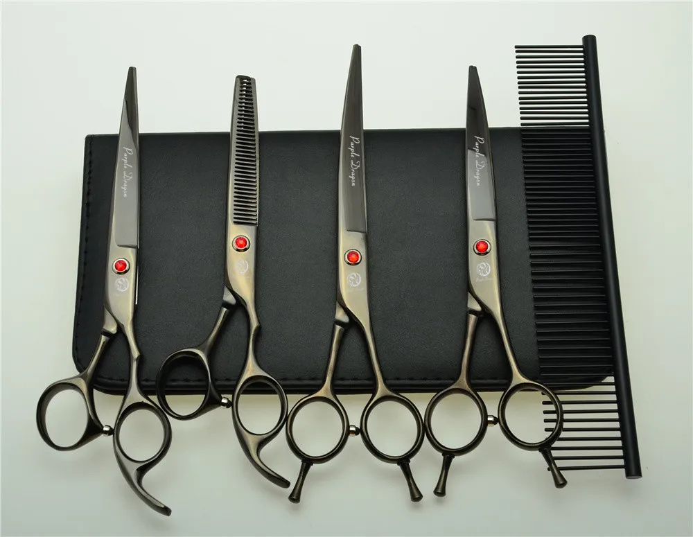 5Pcs Set 7'' 19.5cm Black Professional Hair Hairdressing Scissors Comb + Cutting Shears + Thinning +UP/Down Curved Shears Z3002H 5Pcs Set 7'' 19.5cm Black Professional Hair Hairdressing Scissors Comb + Cutting Shears + Thinning +UP/Down Curved Shears Z3002H