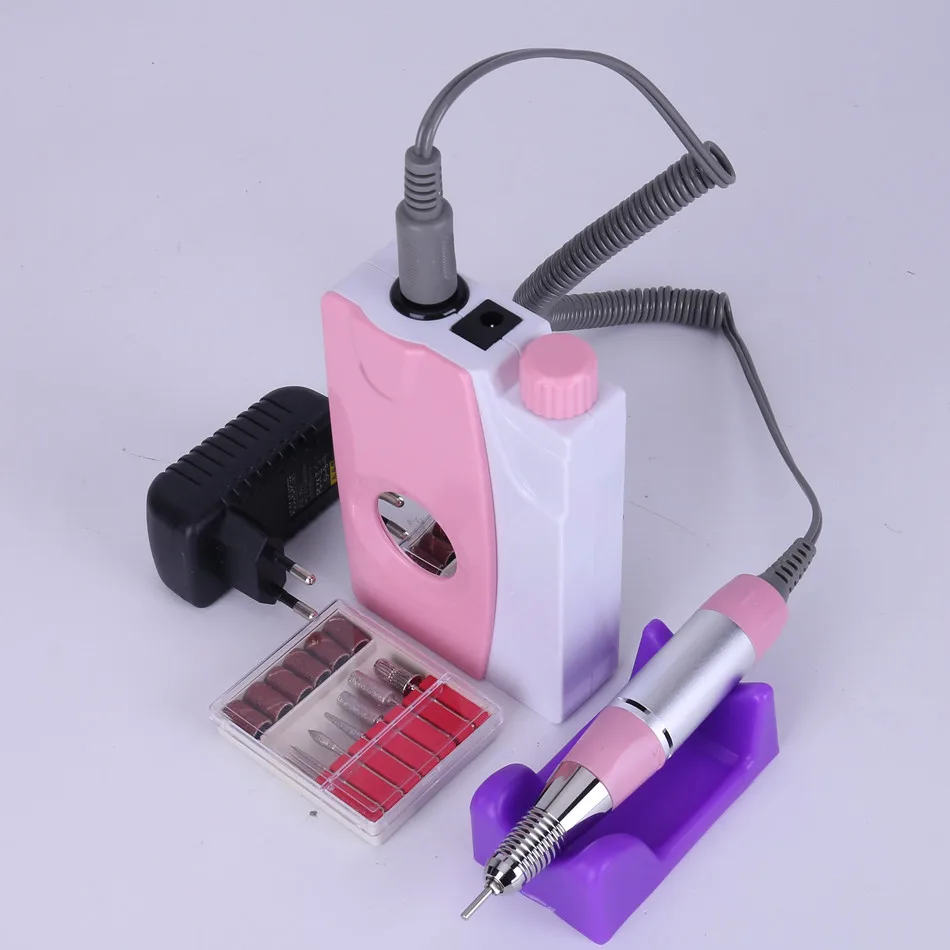 25000 об/мин портативная электрическая дрель для ногтей перезаряжаемая литиевая батарея беспроводные маникюрные педикюрные керамические сверла - Цвет: Pink