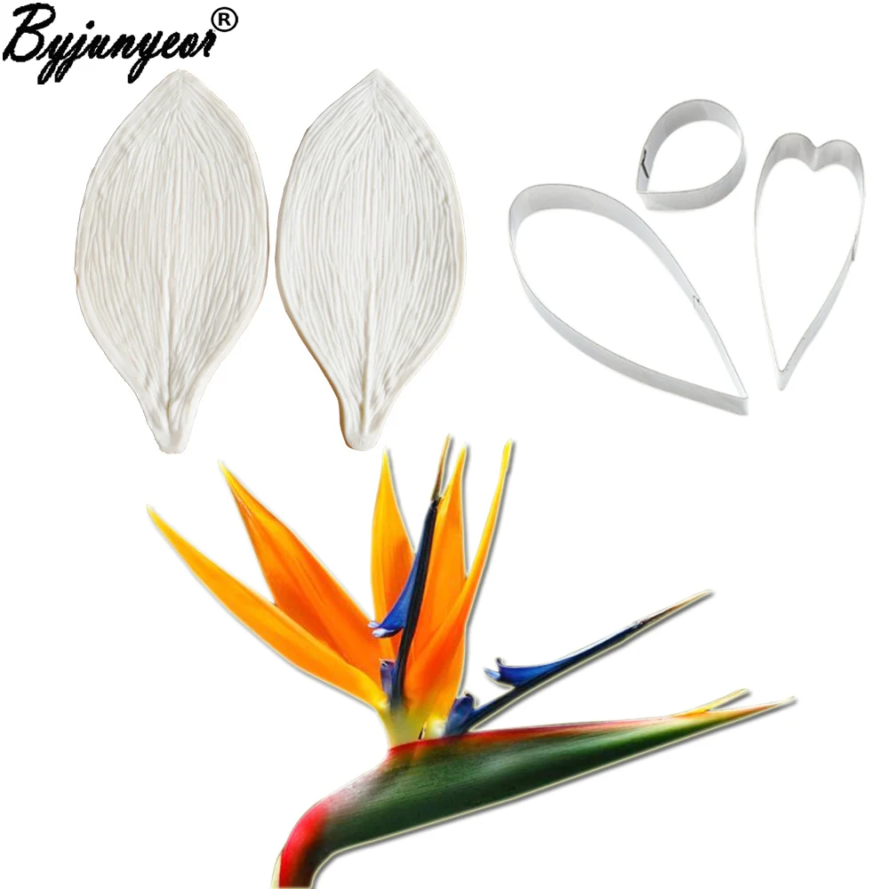 

Gumpaste Strelitzia Birds of Paradise Flower Veiners Silicone Mold Cake Decoration tools Fondant 3D Flowers Wedding Mold CS374