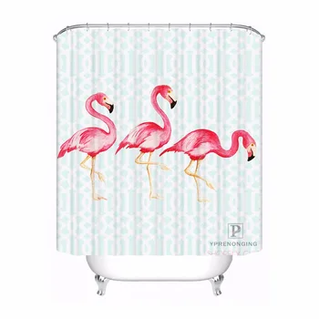 

Custom Famingos Bathroom Acceptable Shower Curtain Polyester Fabric Bathroom Curtain #180320-01-142
